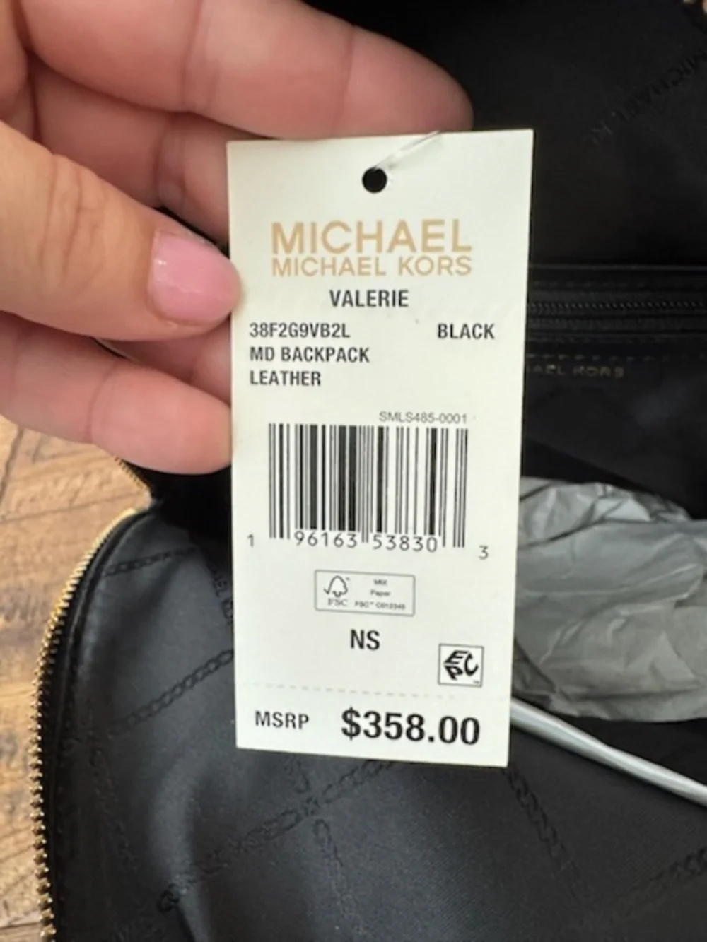 NWT Michael Kors Valerie Medium Backpack Black Leather Adjustable Straps